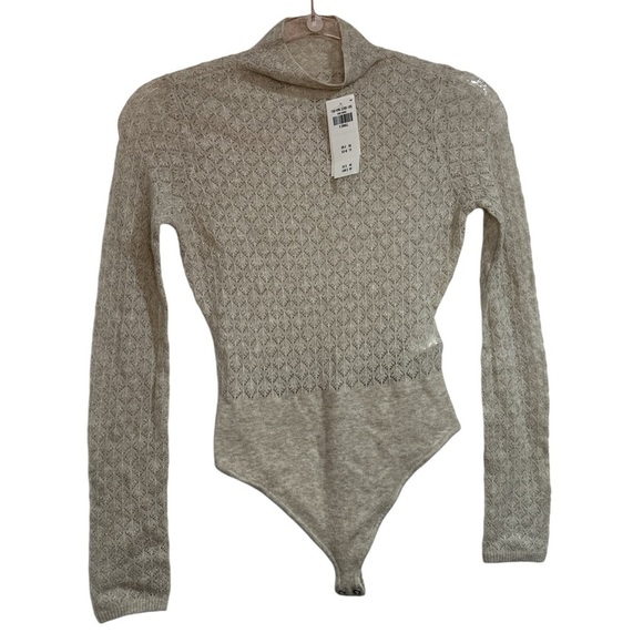 Abercrombie wool bodysuit blend stretch lightweight sweater knit mock neck - Picture 1 of 4